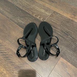 SUPER RARE Stuart Weitzman Jelly Thong Flat Sandals Black Size 9